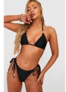 Boohoo czarny wiązany stroj kąpielowy koraliki rozm. S 36