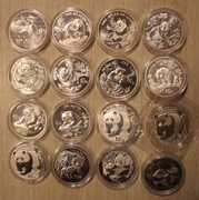 PANDA 32 x 10 YUAN JUANÓW 1989 - 2022 CHINY PANDA 1 OZ, 30 GR PIĘKNY ZESTAW