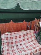 Ławka ogrodowa stojąca 2 osobowa z regulowanym daszkiem + poduszka