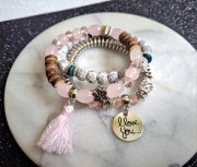 Komplet bransoletek róż urodziny walentynki impreza