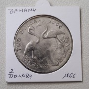 Bahamy 2 dolary, 1970  Flamingi  kopia srebrnej monety okolicznościowej