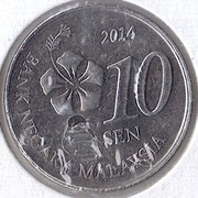 MALEZJA 10 sen 2014, KM# 202, AU