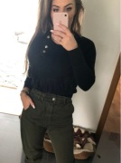 Sweter krótki z frędzlami Ochnik S/36 czarny