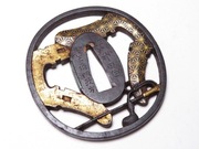 Tsuba okres Edo XIX w. katana wakizashi sygnowana Shoshusai Masatsugu