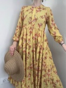 Sukienka maxi długa W kwiaty Zara z wiskozy 100% L40M38