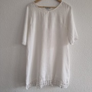 Sukienka lniana 100% len L | biała boho oversize | lato plaża | HIT