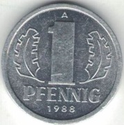 Niemcy NRD DDR 1 pfennig 1988 - nr 2