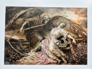 Obraz oryginalny „Noc po długim dniu” – anioł i śmierć – akwarela tusz A3