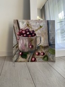 Obraz olejny ręcznie malowany “wiśnie do pierogów”