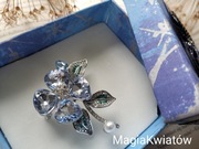 Broszka i wisiorek 2w1 kwiat błękitny