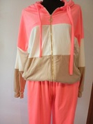 Dres welurowy pomarańczowo -biało -brązowy rozmiar uni 