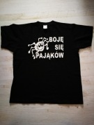 Koszulka męska bawełniana "Boję się pająków" rozm. M - uśmiechnięty pająk