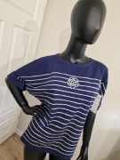 Bluzka swetrowa Sweterek wiosenny w paski granat XL/XXL kaszmir bawełna