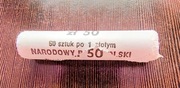 Rolka bankowa 1zl x 50szt. Rok 1989. Stan menniczy.