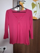 Różowa bluzka terranova M z podwijanymi rękawami dekolt na guziki 