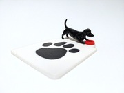 PODKŁADKA 3D POD KUBEK PIES JAMNIK Z MISKĄ PREZENT PERSONALIZACJA 