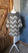 Traffic People sukienka retro mod checker print A-line dzwonki S