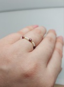 Pierścionek elastyczny perły kamienie srebro złoto