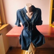 Jeansowa tunika\krótka zapinana sukienka S