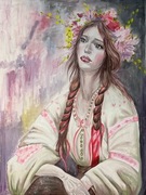 Obraz "Dziewczyna wiosna" Płótno, Akryl 