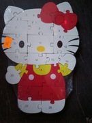 Drewniane puzzle Kotek hello kity litery cyfry  układanka  farma