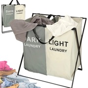 Kosz na pranie 2 komory organizer segregacja | Jasne + Ciemne 