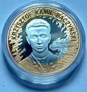 10 zł z 2009r.srebrna m.kolekcjoner.platerowan złotem Krzysztof K.Baczyński