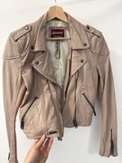 Superdry kurtka skóra naturalna ramoneska xs / s pudrowy róż
