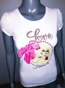 Biała bluzka z kokardką love cyrkonie