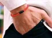 Bransoletka męska. Styl Boho. Wełna. Czerwona. Zacisk - magnes. Nowa.