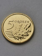 Moneta 5 groszy 2013 RM DESTRUKT Menniczy dziura w rancie (7)