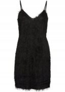 PUDROWA PUSZYSTA KRÓTKA SUKIENKA Z FRĘDZLAMI #067