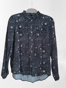 Koszula Sinsay r. M Czarna Srebrne Gwiazdy Komety Print Dłuższy Tył