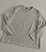 Beloved damski sweter w paski cienki beżowy/biały XXL/44