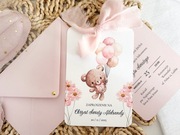 Zaproszenia z motywem misia na chrzest chrzciny