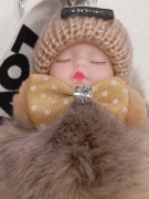 Brelok pomponowy , torebki ,worki , tornistry ,samochody, śpiąca laleczka 