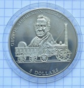 01329 Liberia 5 dolarów 2000 Parowóz Rocket 