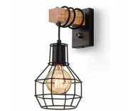 LAMPA ŚCIENNA NOWOCZESNA DREWNIANA KINKIET DO ŁAZIENKI Z PRZEŁĄCZNIKIEM