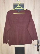 306 Bordowy sweter dekolt V rozmiar 42