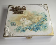 Pudełko ślubne na pieniądze/kartkę (złota ramka) decoupage