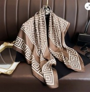 Elegancka CHUSTA 90x90 cm APASZKA w brązach Silk Feeling