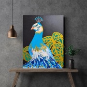 Paw malowany na płótnie, Canvas z pawiem 40 x 50cm , złoto-czarny obraz