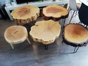 Stolik kawowy z plastra drewna, loft. 