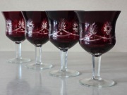 Kieliszki typu Remer – Rubinowe szkło, szlif ręczny, Bohemia