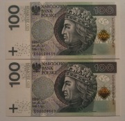 2x 100 ZŁ WŁADYSŁAW JAGIEŁŁO SERIA EO 00.. 2018 r. UNC! Okazja! 