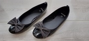 PÓŁBUTY BUTY WIOSENNE JESIENNE LETNIE BALERINY CZARNE 36 KOKARDA