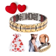 BRASNOLETA DLA MĘŻCZYZNY ZDROWOTNA MAGNETYCZNA ZŁOTO-SREBRNA NA PREZENT