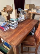 Komplet z egzotycznego drewna, stół + 6 krzeseł