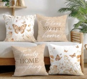 Zestaw 4x Poszewki Dekoracyjne 40x40 cm – Beżowe Motyle Boho Premium