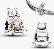 Srebrny Nowy Charms do bransoletki modułowej Kubuś Puchatek